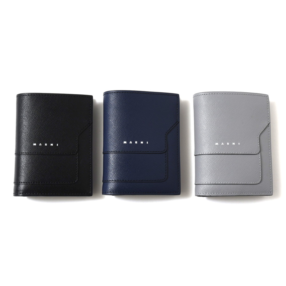 MARNI 二つ折り財布 ネイビー PFMI0046U0 サフィアーノカーフ MORE VARIATION】MARNI（マルニ）サフィアーノカーフレザーウォレット