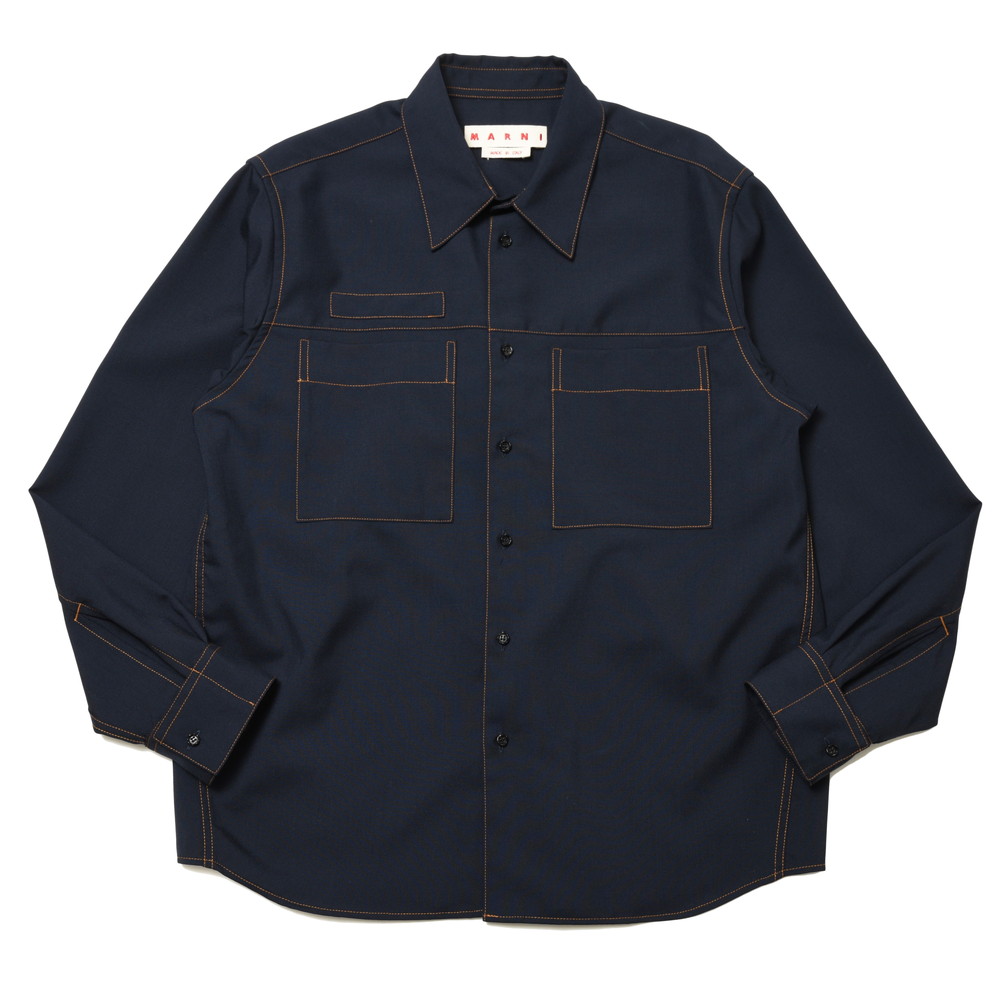 MARNI ナイロンパッカブルシャツ グリーン×ブラック　44 中古・古着通販】MARNI (マルニ) トロピカルウールオーバー