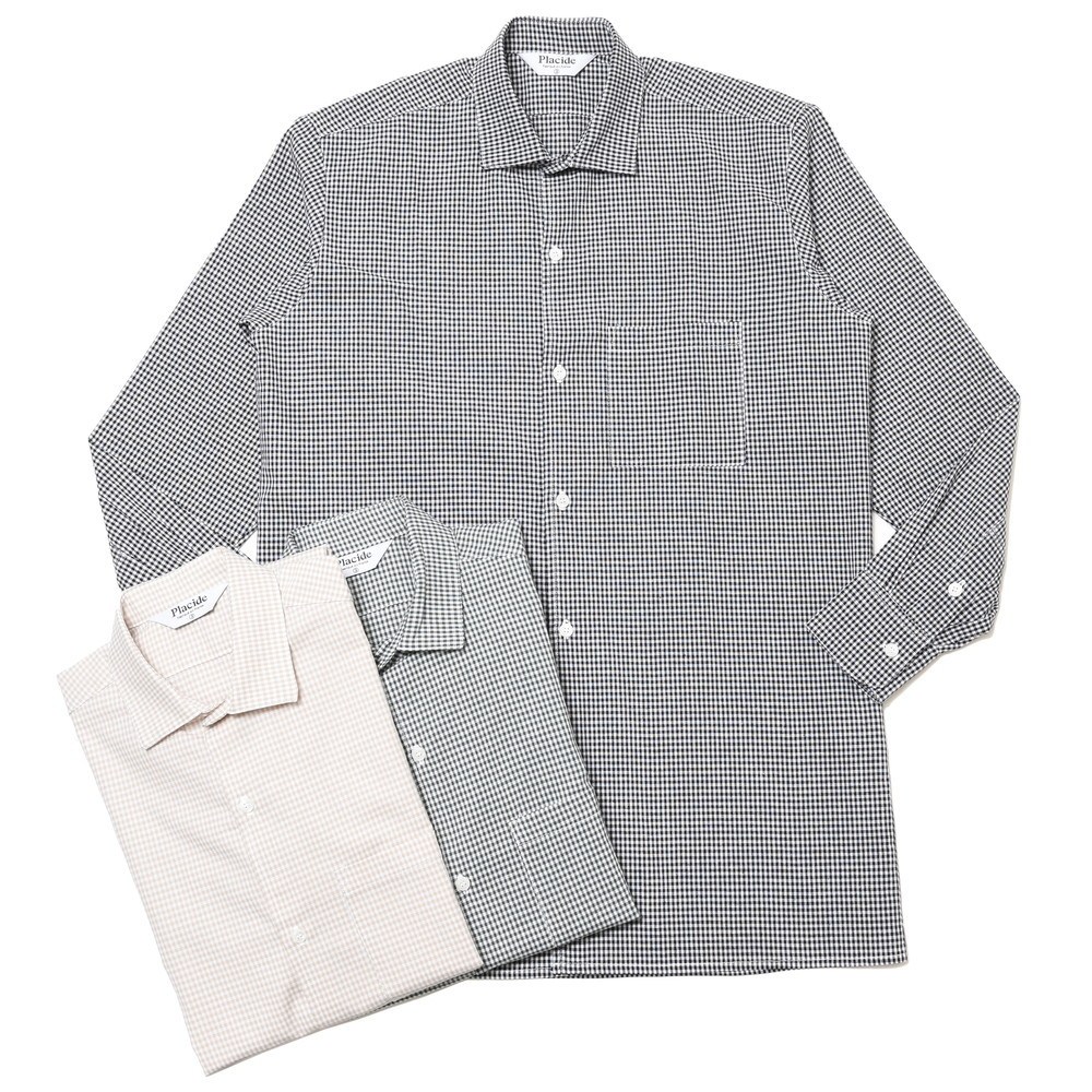 SALE】Placide（プラシーデ）コットンギンガムチェックワイドカラー