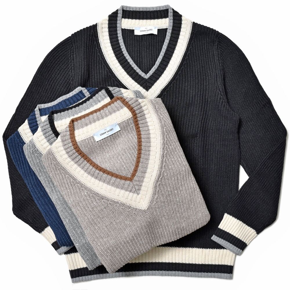 GRAN SASSO（グランサッソ）ローゲージリネンコットンVネックチルデン