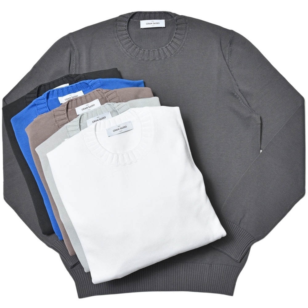GRAN SASSO（グランサッソ）8ゲージソフトコットンクルーネックニット