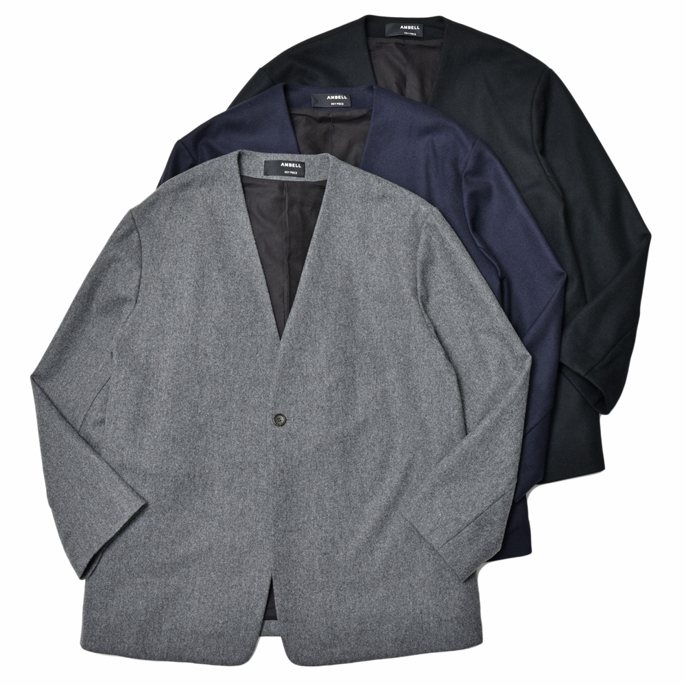 AMBELL(アンベル) KEY PIECE ウールナイロンフランネルノーカラー1B