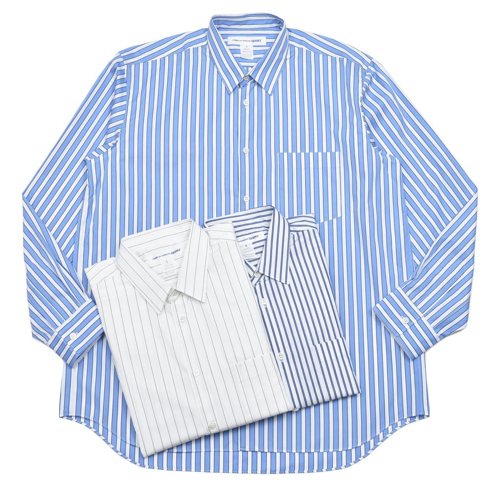 新品★コムデギャルソンシャツ forever ストライプ シャツ フランス製 L COMME des GARCONS SHIRT（コムデギャルソンシャツ）FOREVER WIDE