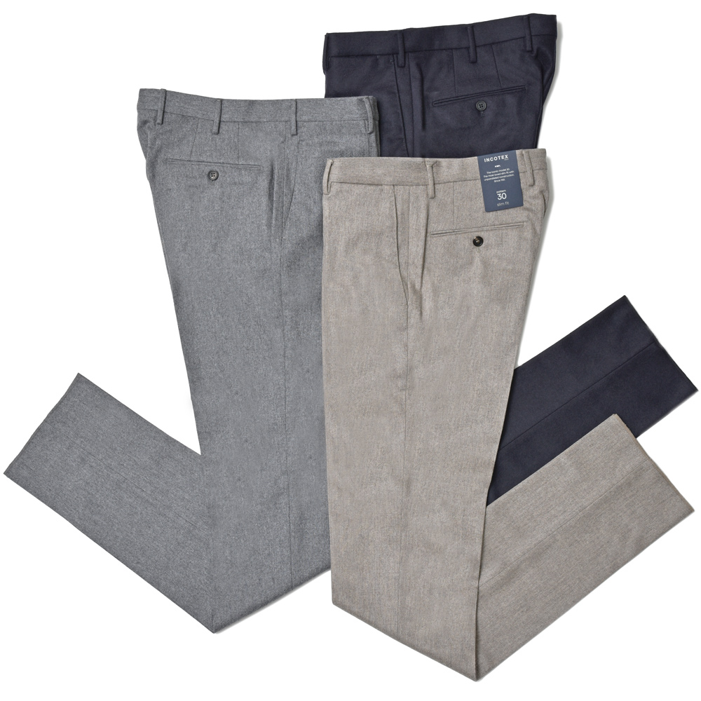 INCOTEX（インコテックス）SLIM FIT HIGH COMFORT ウールフランネルストレッチテーパードパンツ  1T0035-40932/21574 13046032052｜guji online shop（グジ オンラインショップ）