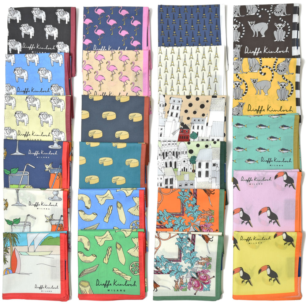 ★CHIYO★　ハンカチ Dieffe Kinloch（ディエッフェ キンロック）コットンプリント