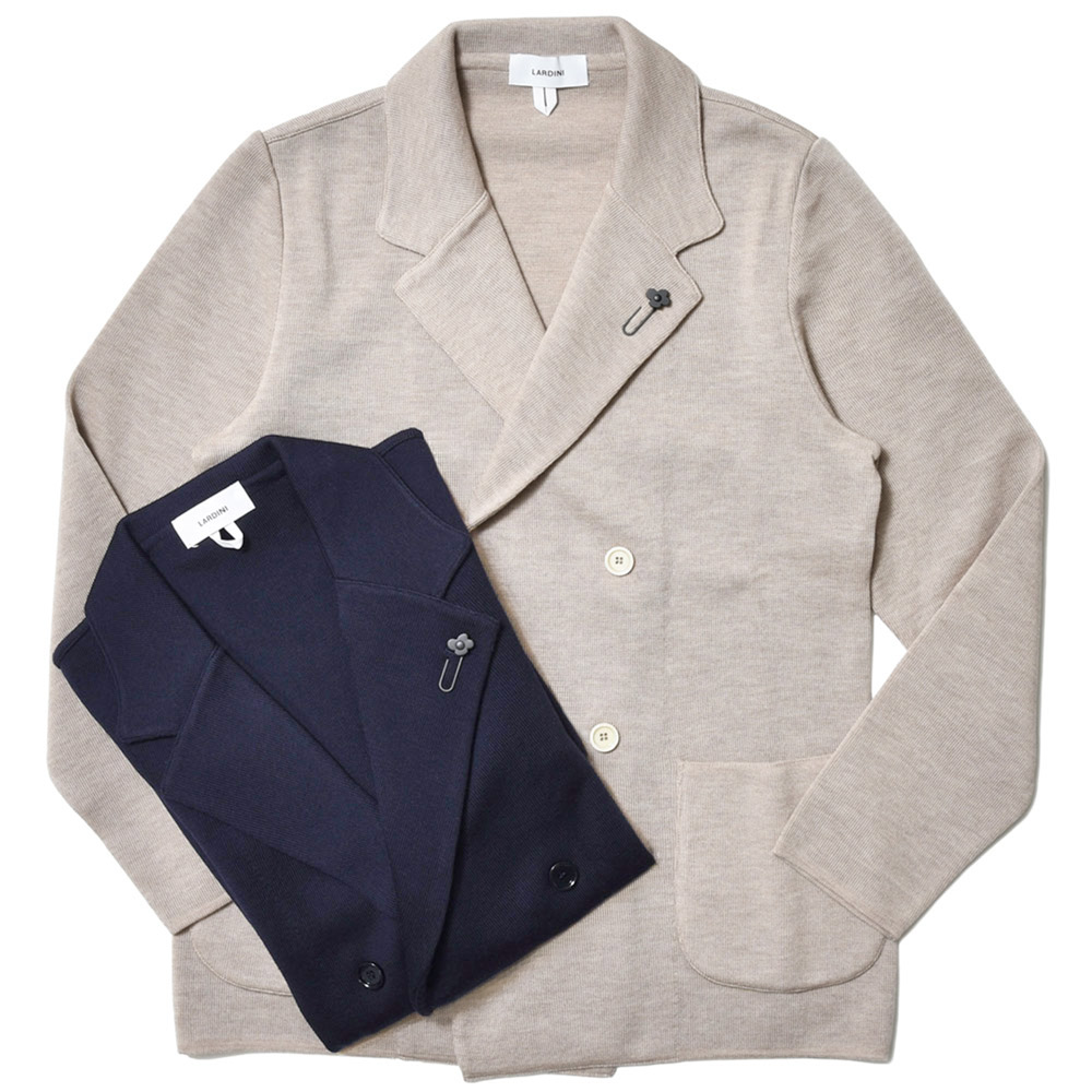 新品 LARDINI ダブル ニットジャケット L LARDINI ラルディーニ / ダブル ニット ジャケット ウール 返品