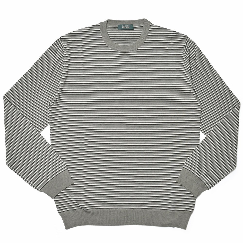 ZANONE（ザノーネ）ハイゲージウールダブルボーダークルーネック