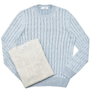 GRAN SASSO（グランサッソ）<br>リネンコットンケーブルクルーネックニット 23180/18639 16051008035