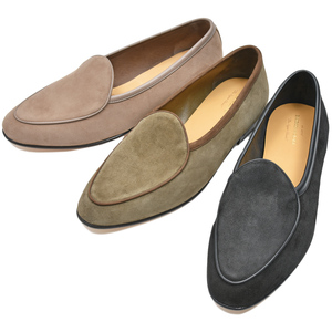 BAUDOIN & LANGE（ボードイン アンド ランジ）<br>ラムスエードプレーンローファー SAGAN CLASSIC LOFER SUEDE（レザーソール） 15051000052