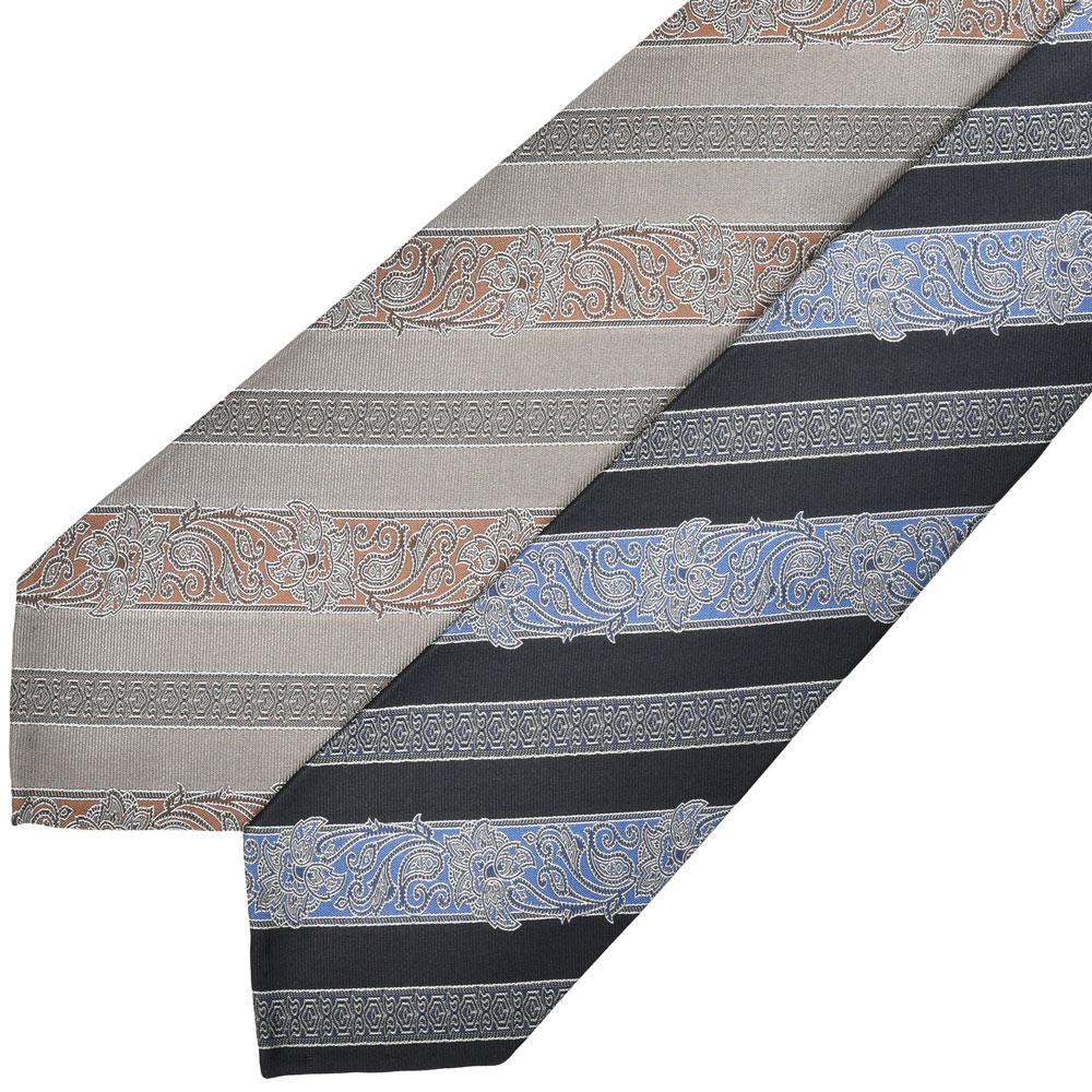 TIE YOUR TIE シルクストライプネクタイ　美品 ポップなジグザグ風ブロックストライプのネクタイ -Poppy