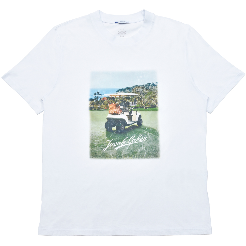 JACOB COHEN☆新品3万円ヤコブコーエン コットン鹿の子半袖ポロ白L
