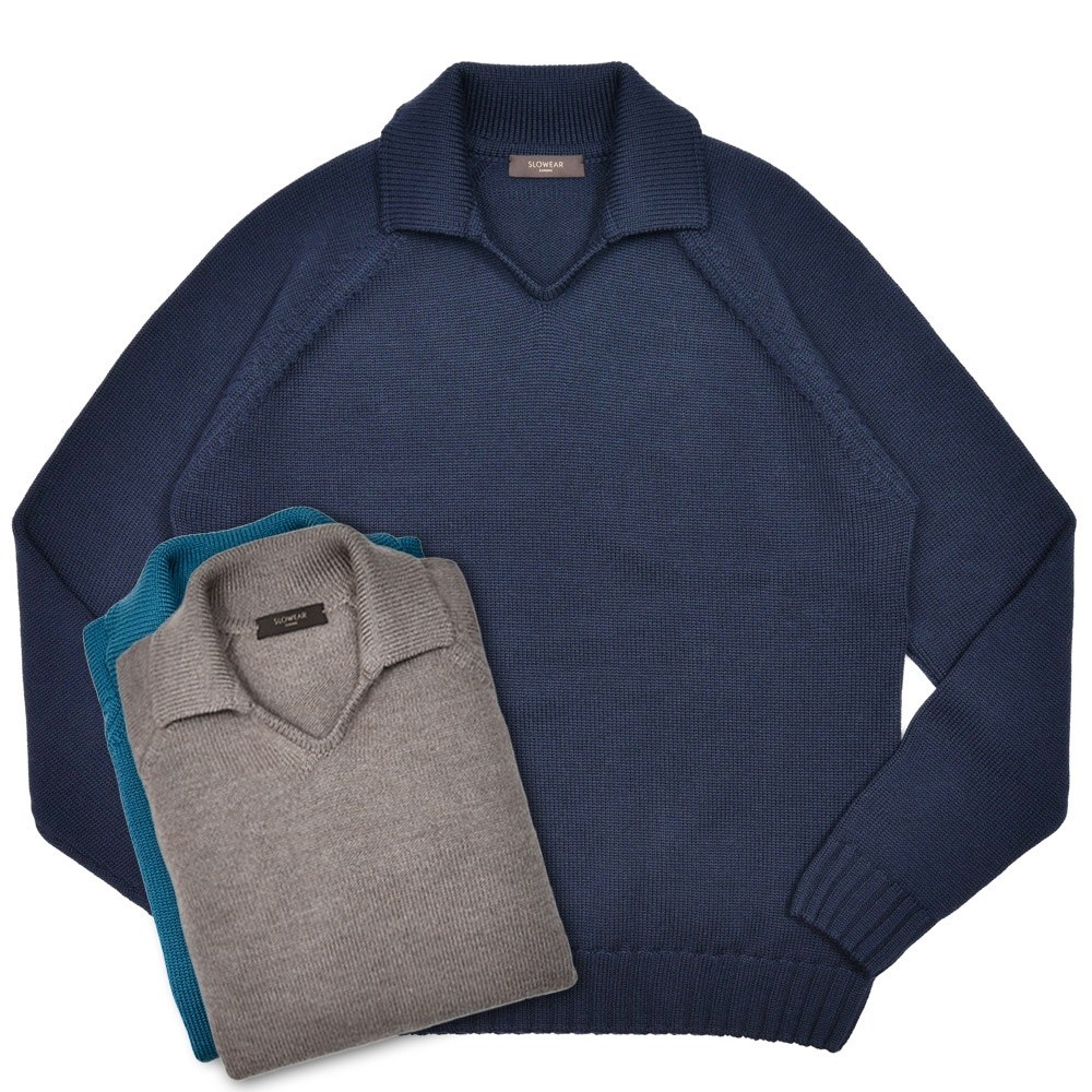 ナ*リ様 ザノーネZANONE スキッパー、ニットポロシャツ、ダークブルー、サイ ナ*リ様 ザノーネZANONE スキッパー、ニットポロシャツ、ダーク