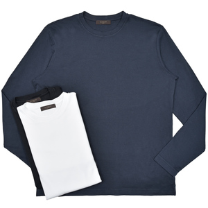 ZANONE(ザノーネ)<br>コットンダブルジャージクルーネックカットソー T-SHIRT ML/SLIM FIT/815234/ZM338/43701(M) 12056300052