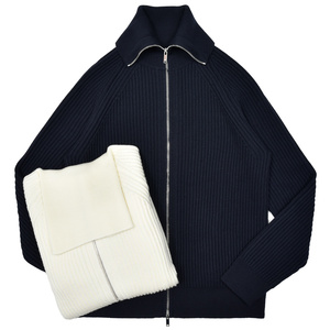 ZANONE(ザノーネ)<br>7ゲージウールダブルフィッシャーマンリブニットジップカーディガン 472-45604(M) 16056311052