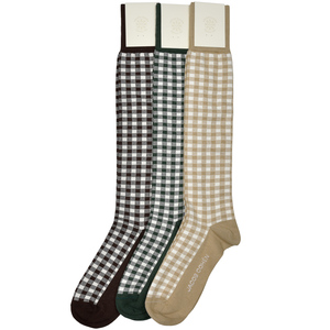 JACOB COHEN(ヤコブコーエン)<br>Apres-ski コットンシルクカシミヤギンガムチェックロングソックス 226-29800 58056001052