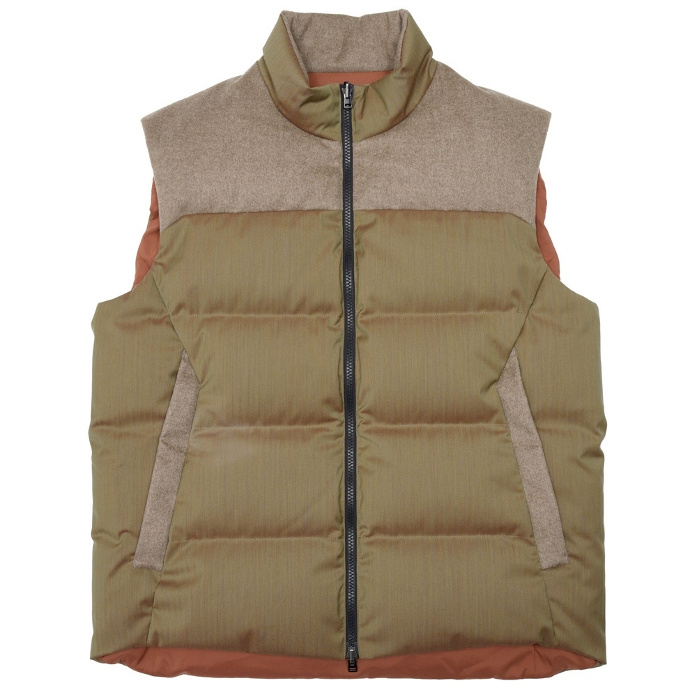 SEASE（シーズ）FEATHER VEST REVERSIBLE ウールナイロンヘリンボーン