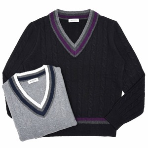 MILA SCHON MILANO(ミラ ショーン ミラノ)<br>ウールカシミアケーブルVネックチルデンニット 287-500 16056000052