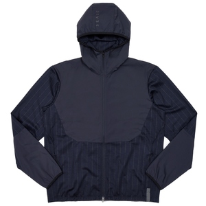 SEASE(シーズ)<br>ZIPPED FOODIE HYBRID ウールジャージチョークストライプハイブリッドジップフーディー WH049TJ232 14061001039